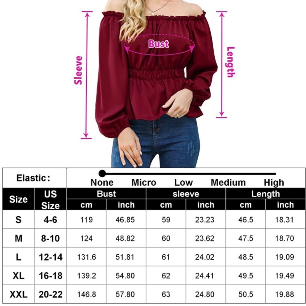 Womens off the shoulder polyester chiffon blouse - Picture 4 of 4